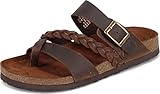 White Mountain Shoes Hazy Women's Flat Sandal, Brown/Leather, 8 M