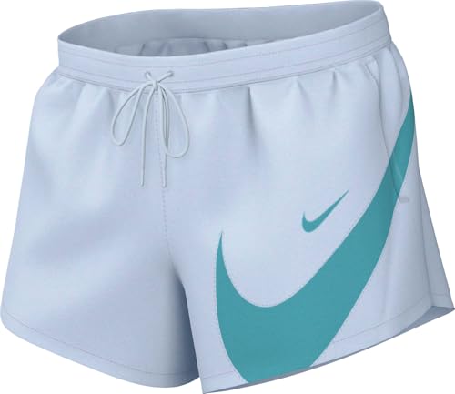 Nike レディース スポーツウェア クラシック ウーブン ミッドライズ 5インチ ロゴ ショーツ, ブルーティント/ホワイト, Medium