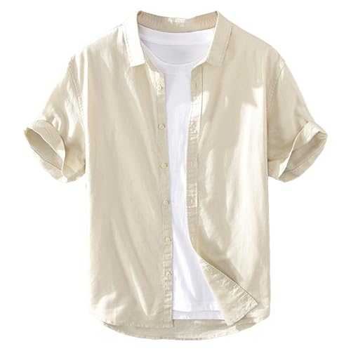 Chemise ample fine respirante homme en coton lin confortable