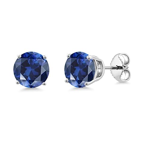 Gem Stone King 925 Sterling Silver 7MM Round Gemstone Birthstone Stud Earrings For Women Men Cover