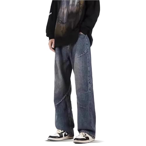 Jeans for Tall Men, Extra Long Big and Tall Size, Wide Leg Relaxed Fit Blue Jeans, Stretch Denim Pants for Men