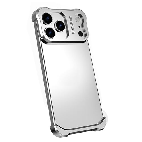 For IPhone 17 Pro Max/17 Pro/17 Air/17用ケース、メタル放熱カバー、アロマセラピースリムシェル、ミニマリスト、落下防止ケース(Silver,17)