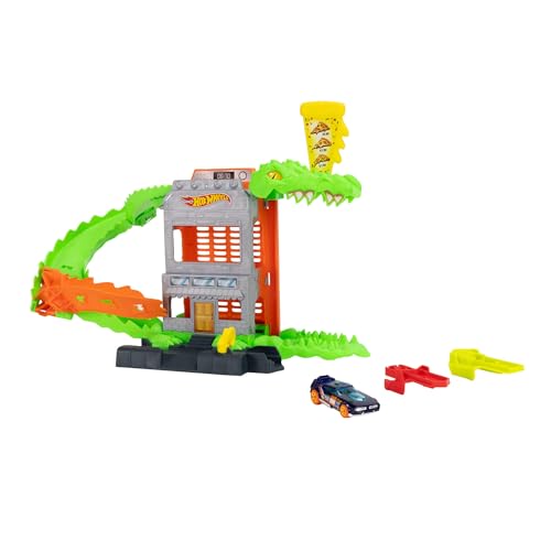 Coffret de piste HOT WHEELS Attaque du Crocodile Véhicule 164 inclus Compatible Speed Snap Dès - vue 2