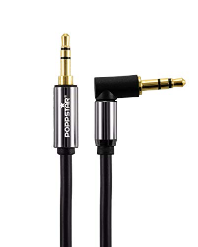 POPPSTAR 3m AUX 3.5mm Stereo Audio Cable (straight to angled 90°, gold plated), speaker cable for headphones smartphone - Image 2