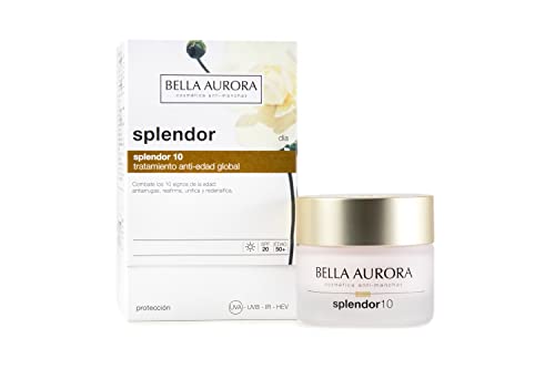Bella Aurora Crema de Día Antiedad 50+ Años, 50 ml | Crema Facial Anti-Arrugas y Anti-Manchas | Tratamiento Facial Hidratante para Mujer SPF 20 | SPLENDOR 10