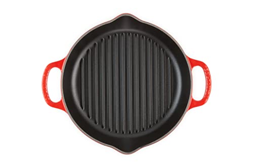 Le Creuset Enameled Cast Iron Signature Deep Round Grill, 9.75", Cerise #TOP3