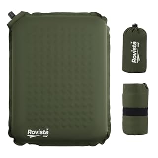 Rovista Self-Inflating Airplane Seat Cushion for Long Flights – Portable Travel Cushion Airplane Seat - Memory Foam Travel Seat Cushion Providing Pressure Relief (Olive Green, 15.7" x 11.8" x 2")