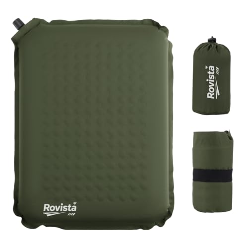 Rovista Self-Inflating Airplane Seat Cushion for Long Flights – Portable Travel Cushion Airplane Seat - Memory Foam Travel Seat Cushion Providing Pressure Relief (Olive Green, 15.7