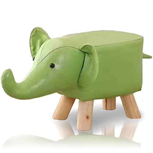 STAKMANN Fußstütze in Tierform aus Kunstleder, Elefantenhocker mit leichter Struktur aus Holz, kratzfest und rutschfest, kreatives Design, bequem und langlebig, 22 x 30 x 28 cm (Grün) Cover