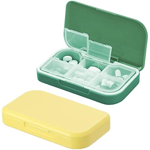 2 Pieces Travel Pill Box Pill Case with 6 Large Compartmensts to Hold Vitamins Portable Pill Case Moistureproof Pill Organizers Cover