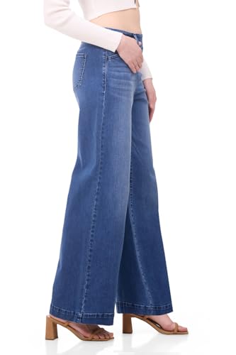 Women's Stretchy Pull-On Naomi Mid-Rise Wide Leg Jean2