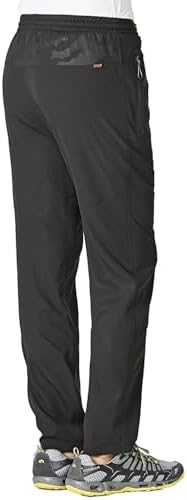 JHMORP Men's Stretch Athletic Workout Pants Sweatpants Lightweight Quick Dry Outdoor Hiking Track Casual Pants with Zipper Pockets (Black,CA M) - 2