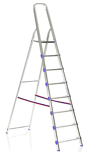Peso scala 5,80 kg Scala Golden in Alluminio 8 Gradini, altezza fino a 2,75 mt, portata 120kg