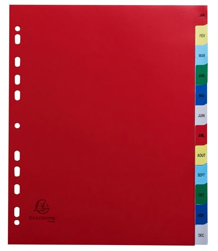 Intercalaires en polypropylène Exacompta 92E à onglets couleur pour classeur A4