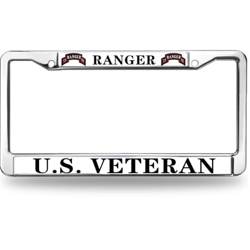 Image of US Ranger Veteran Slim Design License Plate Frame US Ranger Gift License Plate Frame Custom for Birthday Gift