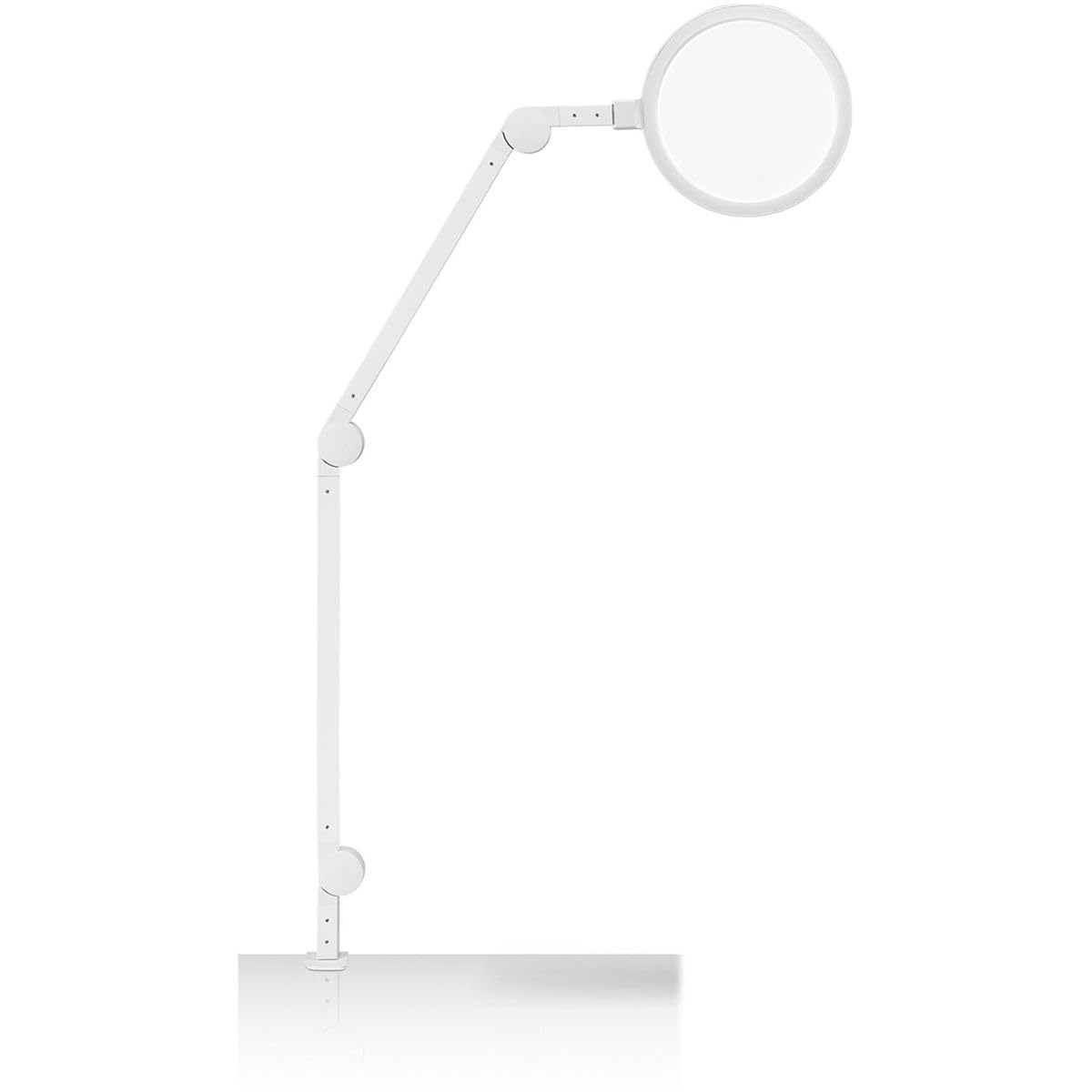 Edge 2.0 LED Desk Lamp | Dimmable Home Office Desk Light with USB Charging Port & Strong Swing Arm | Adjustable Color Temperature and Brightness | Circle Webcam Light - White