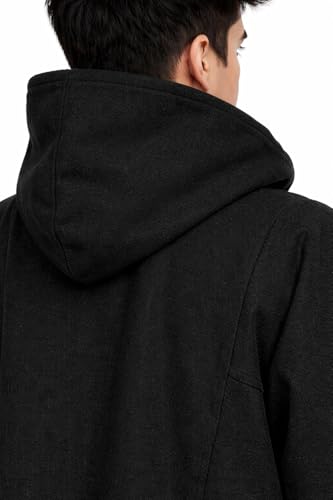 Image of Exotic India Men's Woolen Blend Kashmiri Phiran with Hood | Pure Wool Long Overcoat-Oversized Phiran for Men