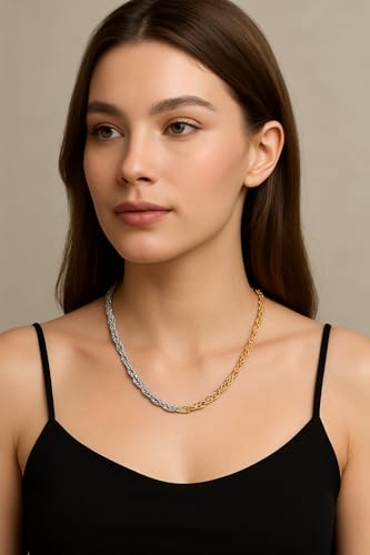 Collier corde torsadée bicolore, le cadeau idéal mixte et moderne en acier - 2