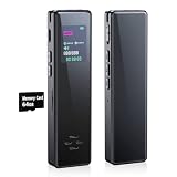 64GB Smart Digitales Diktiergerät - Upgraded Aktiviertes Aufnahmegerät mit Wiedergabe, One-Touch-Aufnahme für Interview/Vortrag/Meeting, Tragbares Diktiergerät mit Geräuschreduzierung, USB-Ladung, MP3