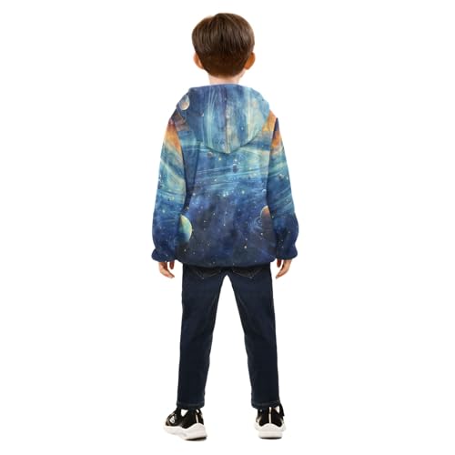 Boys Girls Fleece Jacket The Planets in The Galaxy Kids Warm Hooded Outwear Coat4