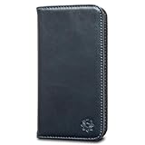 [ニードネットワーク] iPhone 17 用 ケース 手帳型 本革レザー スマホケース アイフォン 用 耐衝撃 カードホルダー スタンド カバー マグネットなし ネイビー