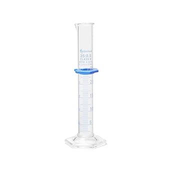 United ScientificTM UNCYLNGB-25 25mL Graduated Cylinder, Borosilicate 3.3 Glass, Double Metric Scale, Class B, Pack of 2
