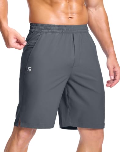 Image of GGJ Men's Lightweight Athletic Shorts with 2 Zipper Pockets 7 inch /9 inch /5 inch Gym Workout Running Quick Dry Tennis Shorts for Men