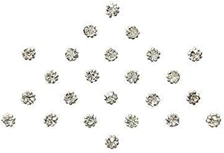 Indian Bollywood Small Stone Bindi – Forehead Jewelry with Diamond Design – Traditional Reusable Body Art for Women & Girls. (Silver)
