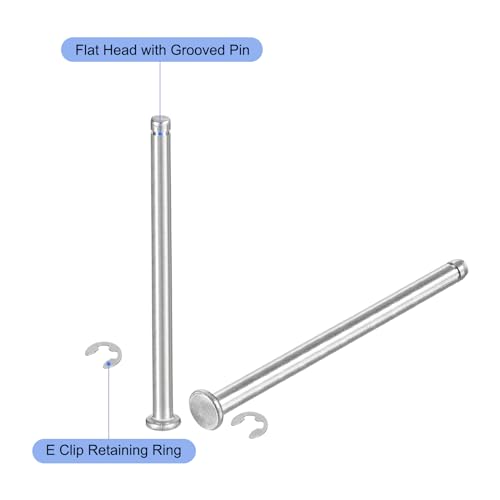 QUARKZMAN 20er Set M4x60mm 304 Edelstahl Zylindrischer Wellensicherungsring Positionierungsstift, Flachkopf gerillter Scharnierzylinder Positionierungsstift mit E-Clip Sicherungsring, Silber