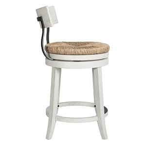 New Ridge Home Goods Farmhouse 26 Wood Counter Height Bar Stool with Natural Seagrass Seat Reclaimed White