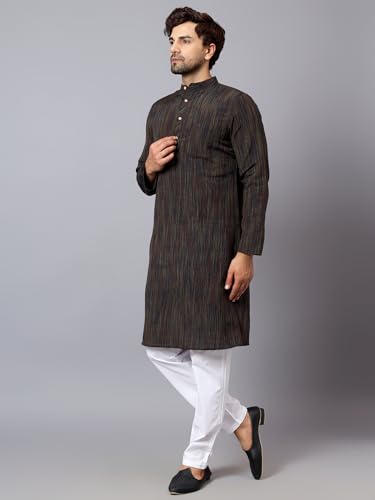 Image of LATEST CHIKAN Men's Cotton Long Kurta Full Sleeves - Casual Ethnic Wear