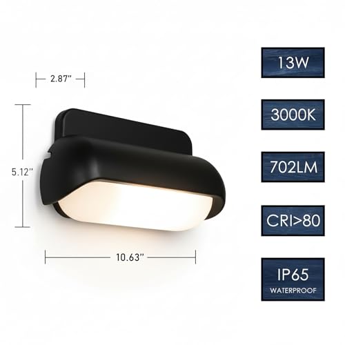PLUSLED Modern Wall Sconce Outdoor Porch Light Waterproof Patio Lamp LED Wall Light Fixture Aluminum 13W 3000K Front Door Lamp for Indoor & Outdoor use Garden Yard 2 Pack by PLUSLED - Image 4