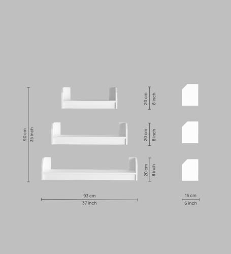 Image of REMI Multipurpose Modular Wall Racks /Shelves /Organiser /Decor Particle Board Wall Shelf (Number of Shelves - 3, White)