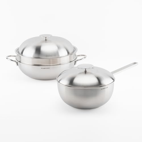 Set de 2 Woks de Acero Inoxidable 316 de 12.6 y 9.4 pulgadas miniatura 1