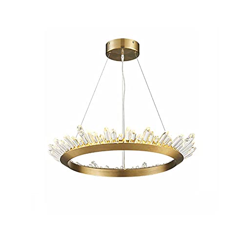 Lámpara colgante decorativa, candelabro LED de cristal moderno, lámpara colgante redonda, lámpara de techo de metal ajustable, luces colgantes compatibles con sala de estar, comedor, dormitorio, cocin