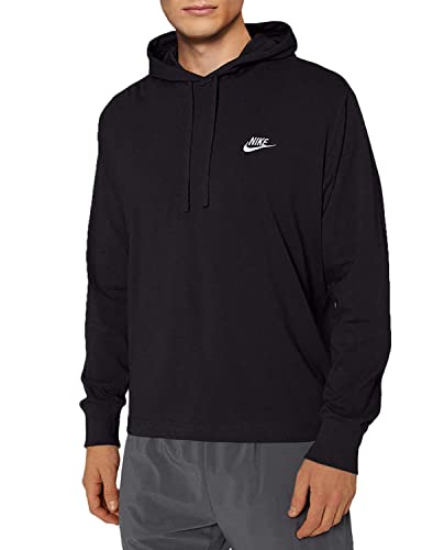 Nike Men's Sportswear Club Jersey Pullover Hoodie, Fleece Hoodies for Men, Black/White, M-T