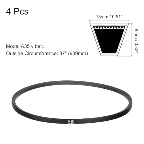 Image of uxcell 4pcs A35 or 4L370 Classic Wrapped Rubber V-Belt, 35 inch(889mm) Inside Circumference, A Profile V Belt