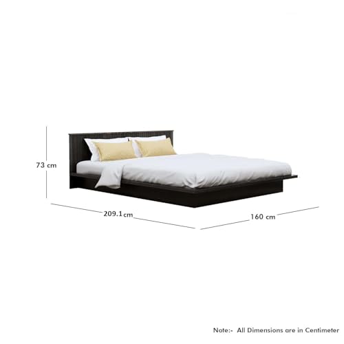 Image of Bniture Modern Low Height Queen Size Bed Without Storage | Engineered Wood Platform Bed Designer Headboard | Bed Queen Size Wooden Cot Double Bed for Bedroom 3 Year Warranty (Flower Wenge)