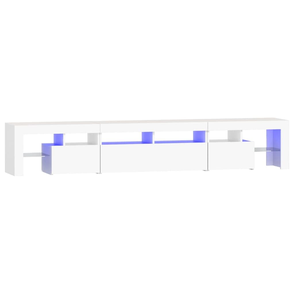 Mobile Porta TV 230 cm con LED Mobile TV Soggiorno 230 cm Armadio per TV Armadietto e Ripiani -Bianco-230 cm
