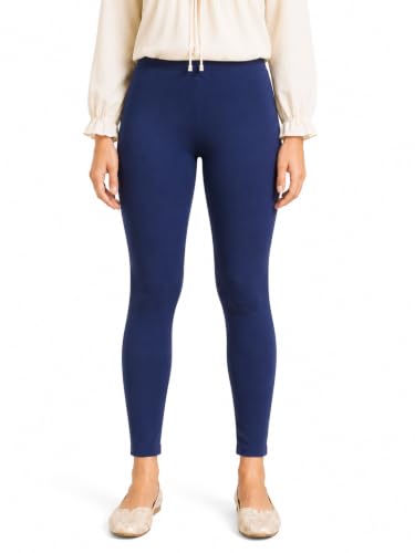 Image of Women's Cotton Lycra Ankle Length Leggings | Regular Rise, Soft 4 Way Stretch Fabric | Casual & Ethnic Wear