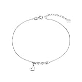 SISGEM 18k White Gold Anklets for Women, Heart Jewelry Ankle Bracelet for Ladies, Love Gifts for Her