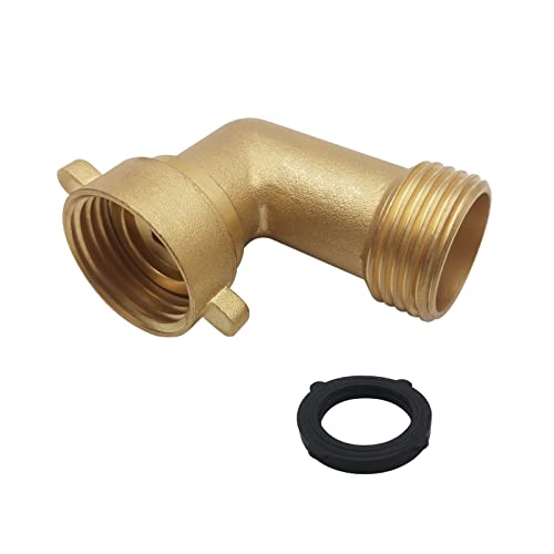 Lyfjxx Garden Hose Connector, 90 Degree Solid Brass Garden Hose Quick Connect Fittings 3/4 Inch, Solid Brass Pipe Fitting #TOP24