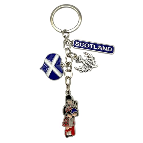Bells Box Porte-clés drapeau écossais - Porte-clés Piper & Chardon - Cadeau de voyage écossais, porte-clés souvenir de l'Écosse, multicolore, 10 x 6 cm