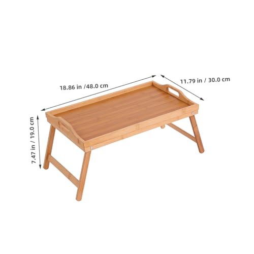 Table de lit bois pliable multi-usage avec poignées pour ordinateur et écriture