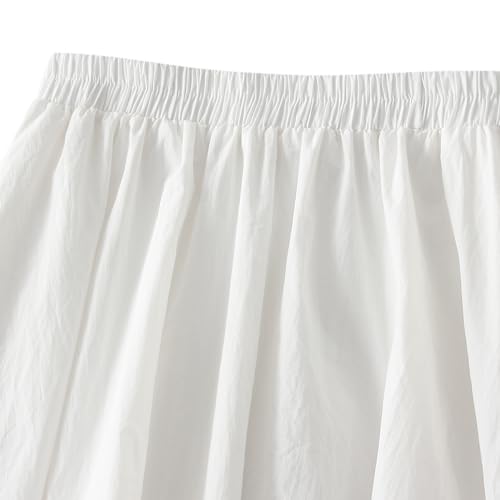 Women's White Bubble Midi Skirt Elastic Waist Flowy Balloon Skirt Casual Party Spring Summer Holiday Outfit2