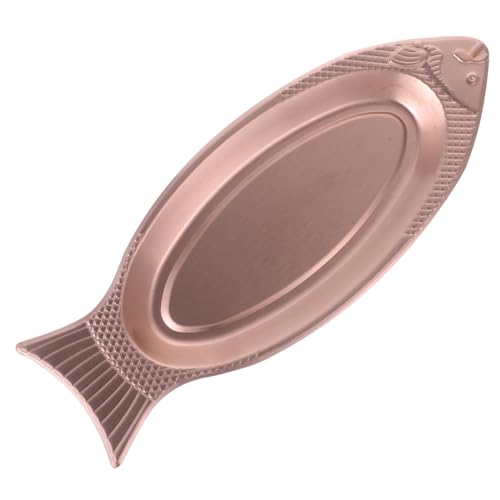 GALPADA Plato de Pescado Parrilla de Acero Inoxidable 35 CM Color Rosa Dorado Bandeja Forma de Pez para Cocinar al Vapor y Servir Utensilio de Cocina Decorativo para Celebraciones