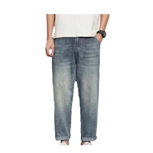 Men's Clothing Vintage Jeans Summer Straight Distress Korean Loose Trousers Male Denim Pants