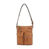 JESSIE & JAMES Robin - Bolso cruzado oculto con cerradura y llave, color coñac