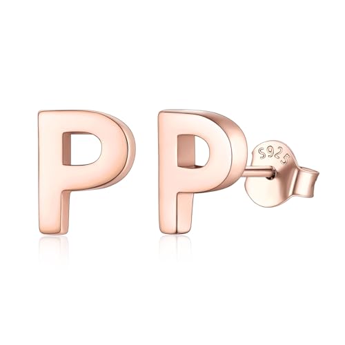 ChicSilver Hypoallergenic 925 Sterling Silver Stud Earrings Simple Tiny Initial Letter A-Z Studs for Women Sensitive Ears