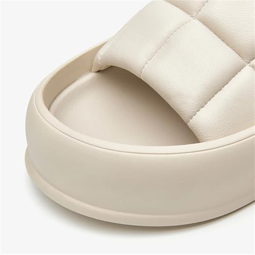 Women's Sheepskin Platform Slippers - Open Toe Casual Summer Beach Flats4